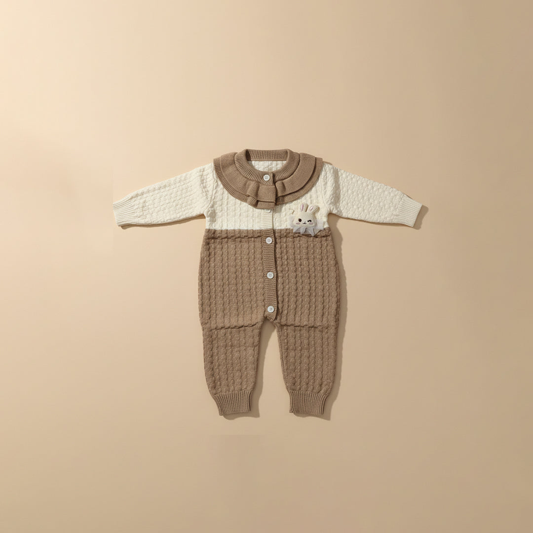 Beige Bunny Knit Romper