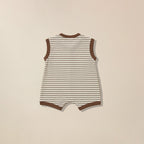 Back view of brown striped romper  for babies
