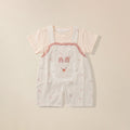 Pink bunny pocket dungaree shorts and cream t-shirt set for kids