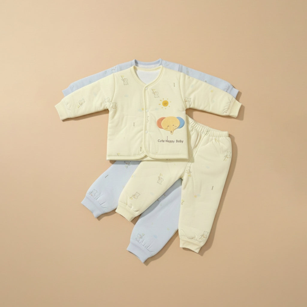 Sunny yellow and sky blue quilted baby sets, color options