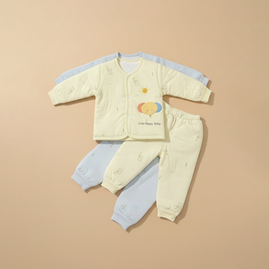 Sunny yellow and sky blue quilted baby sets, color options